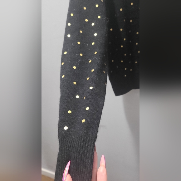 Black cashmere sweater with gold polka-dots. S - Picture 6 of 6